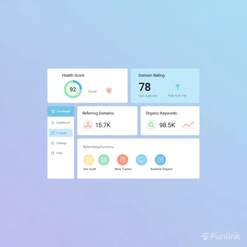 Giao diện tổng quan của Ahrefs Webmaster Tools hiển thị các chỉ số chính của website.