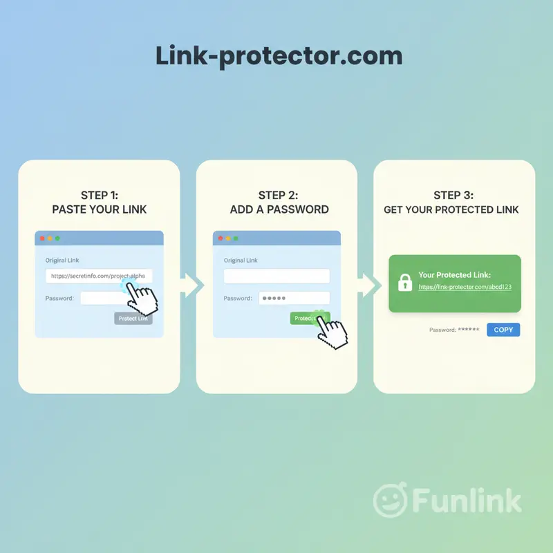 Các bước đặt mật khẩu cho shortlink sử dụng công cụ Link-protector.com.