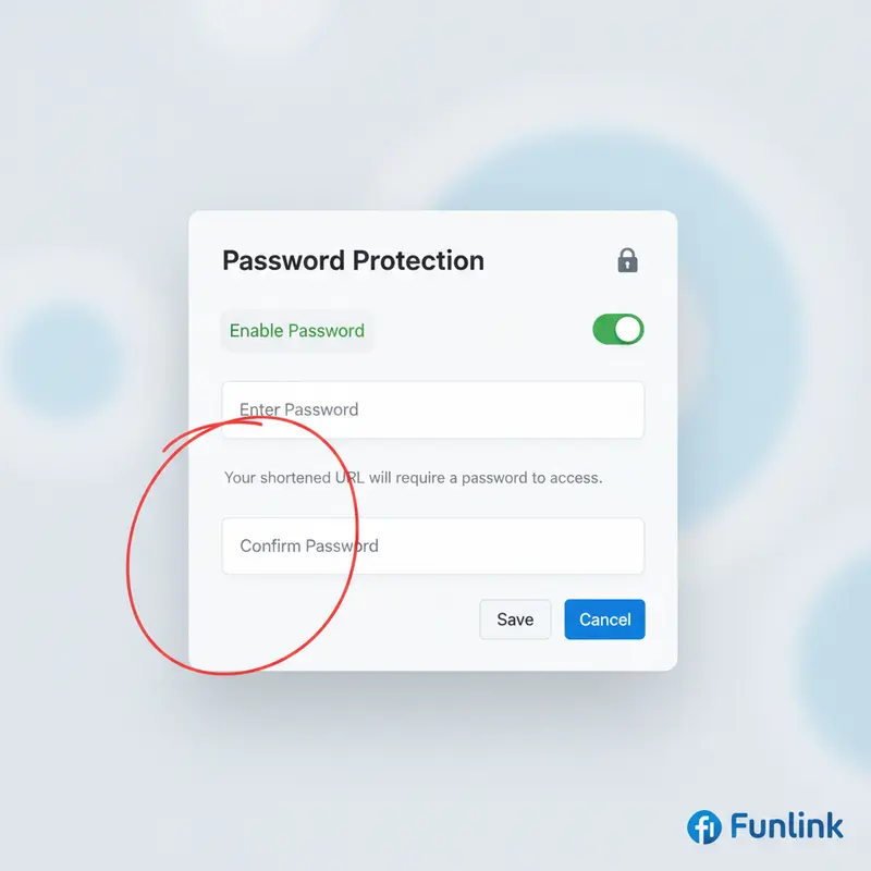 Đặt mật khẩu cho shortlink trên Cutt.ly với ô nhập mật khẩu được khoanh đỏ nổi bật.