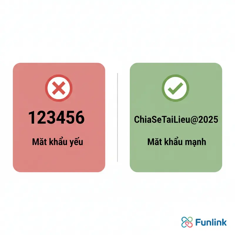 Infographic so sánh mật khẩu yếu và cách đặt mật khẩu cho shortlink mạnh hơn.