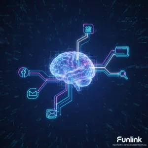 Data-Driven Attribution là gì, hình ảnh minh họa một bộ não kỹ thuật số đang phân tích các điểm chạm trên hành trình khách hàng.