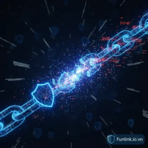 Cảnh báo dịch vụ rút gọn link ngừng hoạt động với hình ảnh một chuỗi liên kết kỹ thuật số bị đứt gãy.