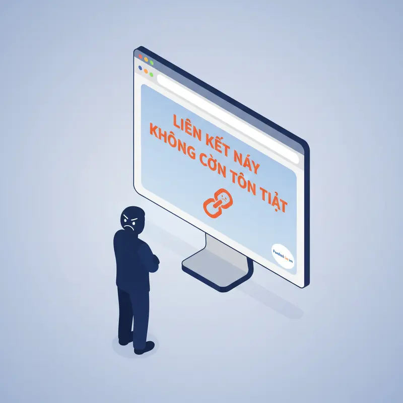 Minh họa hậu quả khi dịch vụ rút gọn link ngừng hoạt động - một trang lỗi 404 hiện ra.