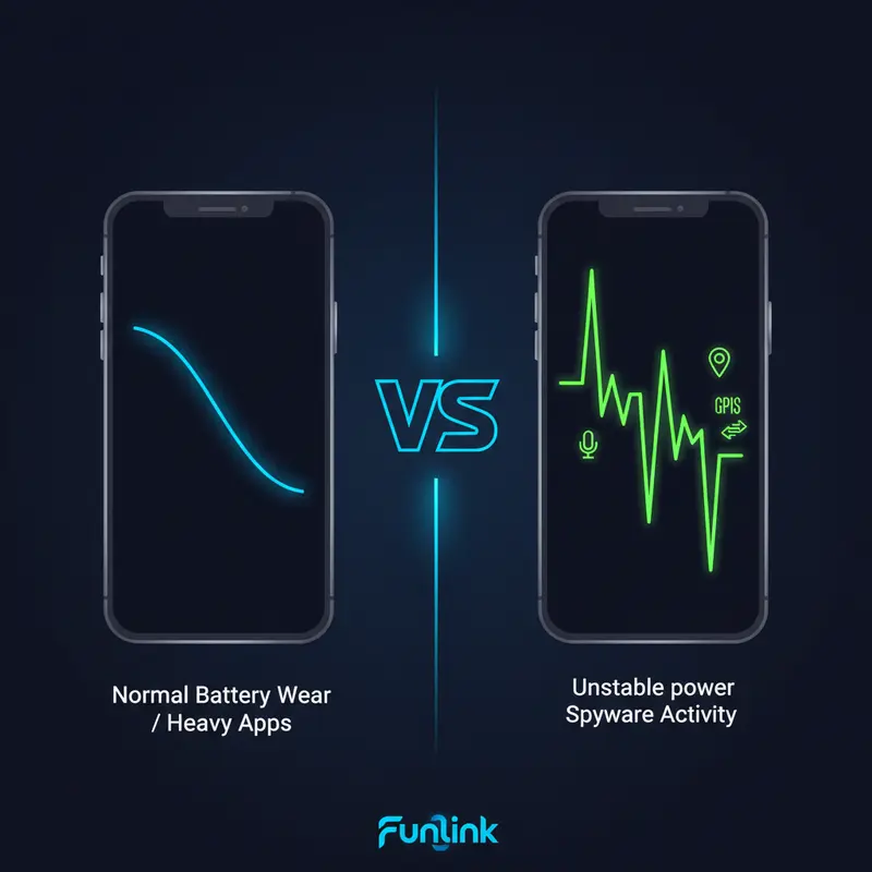 Infographic so sánh pin điện thoại bị nghe lén tụt nhanh bất thường so với pin chai thông thường.