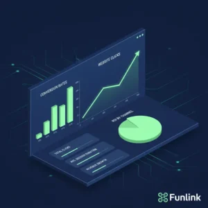 Đo lường click trên website - một bảng điều khiển phân tích dữ liệu hiển thị biểu đồ tăng trưởng và ROI.