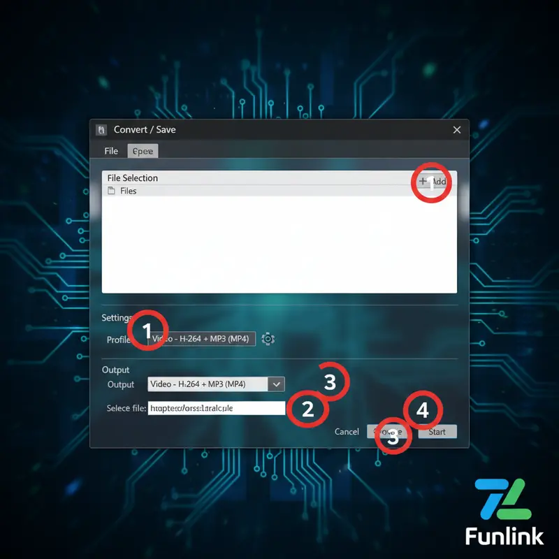 Giao diện chuyển đổi video trong VLC, hướng dẫn 4 bước đổi đuôi mkv sang mp4.