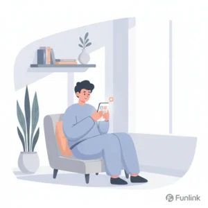 Dọn dẹp Facebook News Feed - một người đang ngồi thư giãn với chiếc điện thoại hiển thị một giao diện gọn gàng.