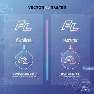 So sánh đồ họa vector và raster để hiểu file EPS là gì, với hình ảnh vector sắc nét và raster bị vỡ hạt khi phóng to.