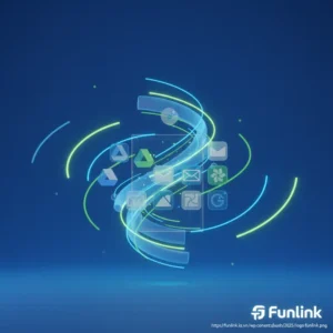 Minh họa cách giải phóng dung lượng Google Drive với các biểu tượng Drive, Gmail, Photos đang được dọn dẹp.