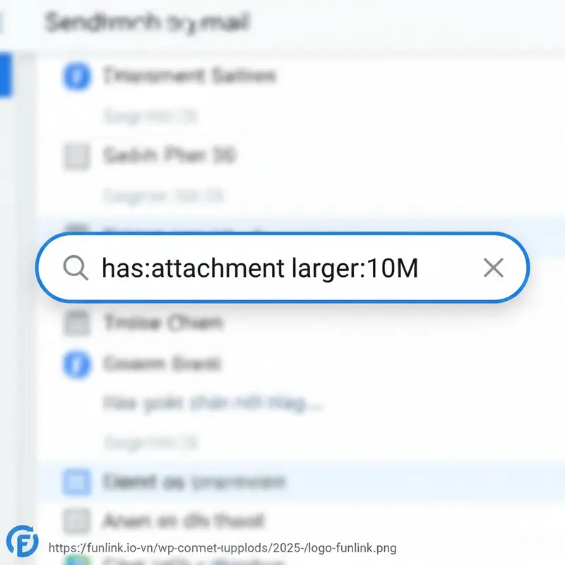 Sử dụng cú pháp tìm kiếm 'has:attachment larger:10M' để giải phóng dung lượng Google Drive từ Gmail.