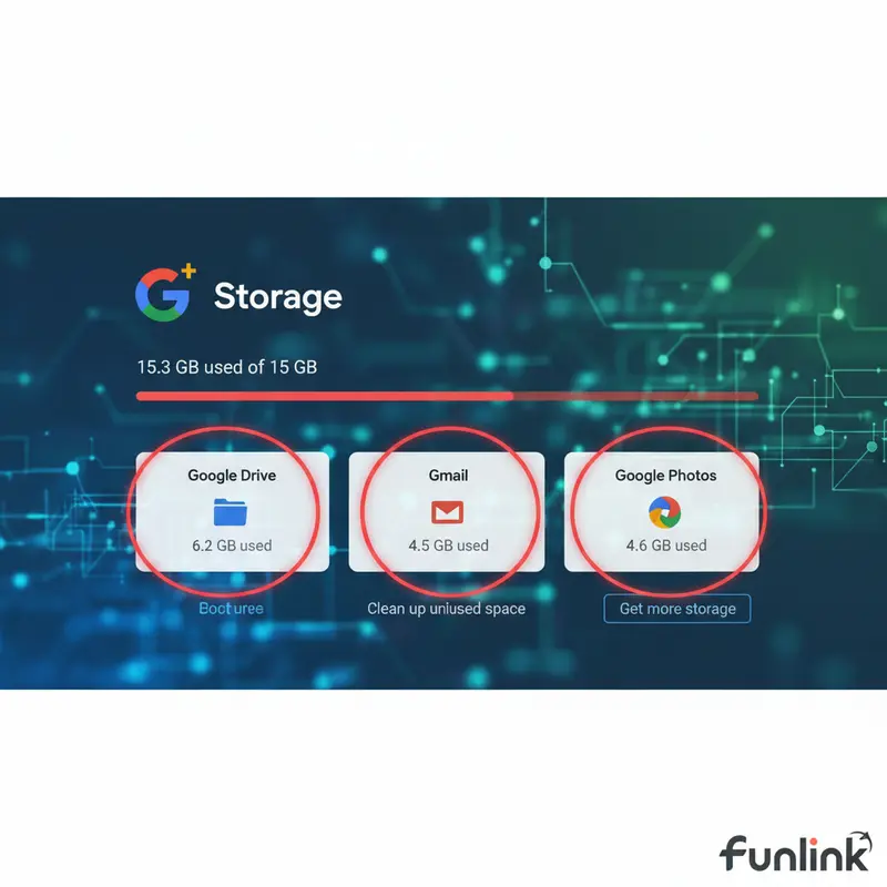 Giao diện quản lý bộ nhớ Google One giúp giải phóng dung lượng Google Drive, Gmail và Photos.