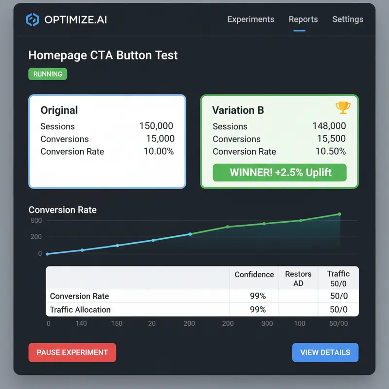 Giao diện công cụ Google Optimize