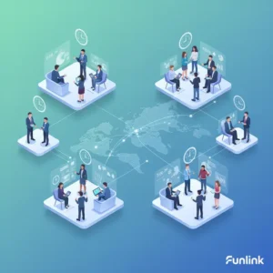 Giao tiếp bất đồng bộ - hình ảnh một đội nhóm toàn cầu làm việc hiệu quả trên các múi giờ khác nhau.