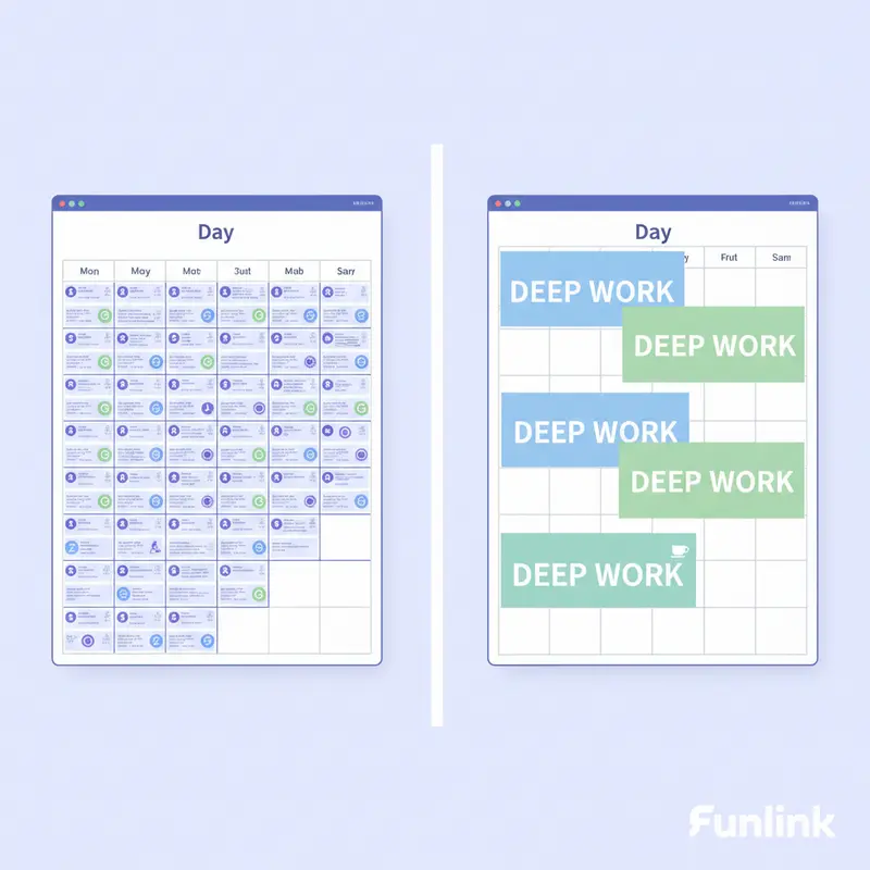 So sánh lịch làm việc đồng bộ và bất đồng bộ, làm nổi bật lợi ích của giao tiếp bất đồng bộ trong việc tạo không gian cho deep work.