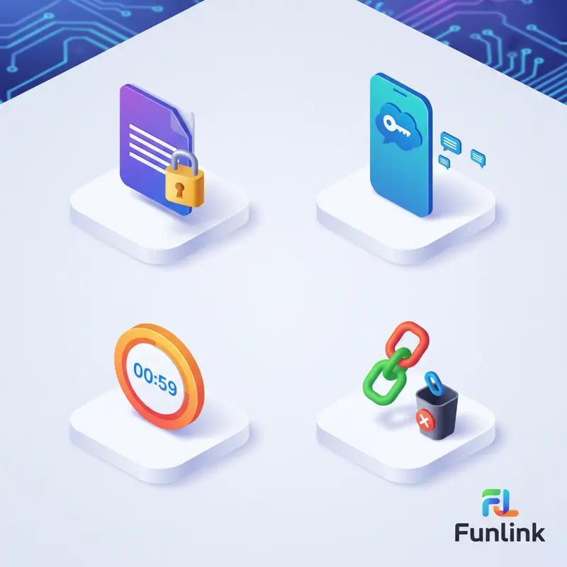 Checklist 4 bước gửi file tạm thời an toàn: nén có mật khẩu, gửi pass riêng, đặt tự hủy, xóa link.