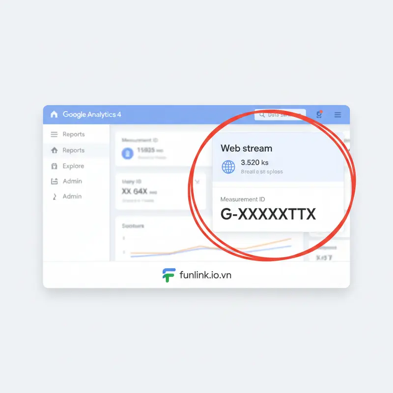 Vị trí Measurement ID trong hướng dẫn cài đặt Google Analytics 4.