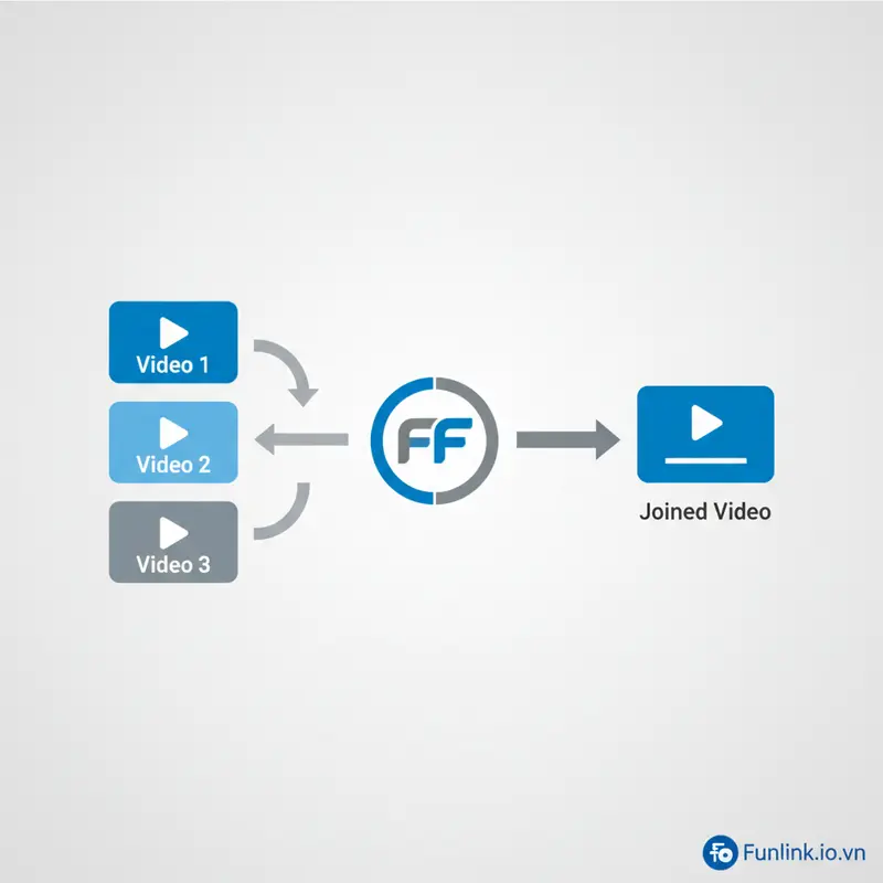 Sơ đồ minh họa tính năng ghép nối video trong hướng dẫn sử dụng Format Factory.