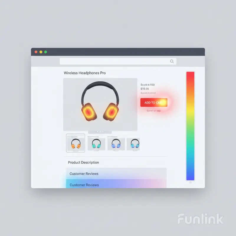Ví dụ về Heatmap trong hướng dẫn sử dụng Hotjar, hiển thị các vùng nóng và lạnh trên trang web.