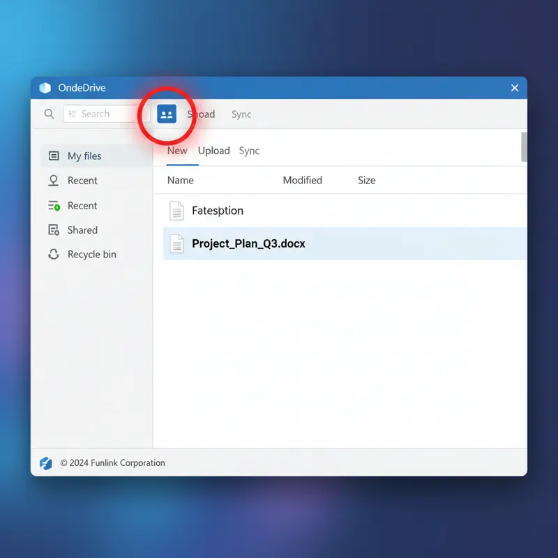 Minh họa bước chọn file và nhấn nút Chia sẻ trong hướng dẫn sử dụng OneDrive.