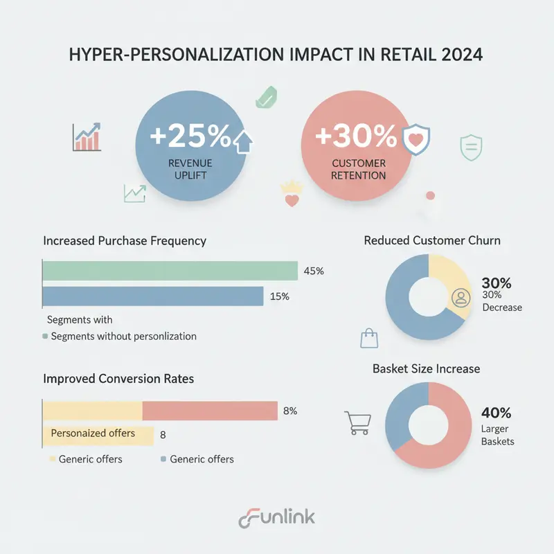 Hyper-personalization là gì - Infographic thống kê tác động đến doanh thu bán lẻ năm 2024.