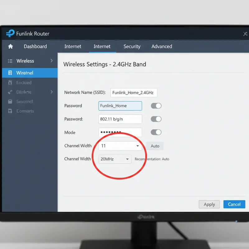 Giao diện quản trị router để đổi channel cho kênh WiFi 2.4GHz.