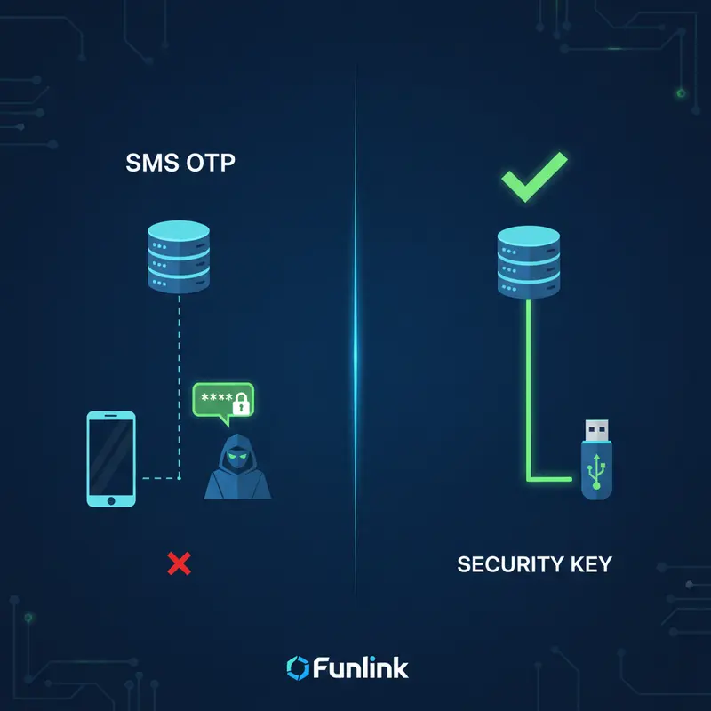 So sánh cơ chế hoạt động của khóa bảo mật phần cứng với SMS OTP trong việc chống lừa đảo.
