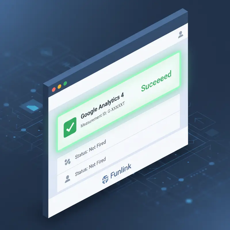 Sử dụng Google Tag Assistant để kiểm tra mã tracking GA4, với tag GA4 hiển thị trạng thái Succeeded và dấu tick xanh.