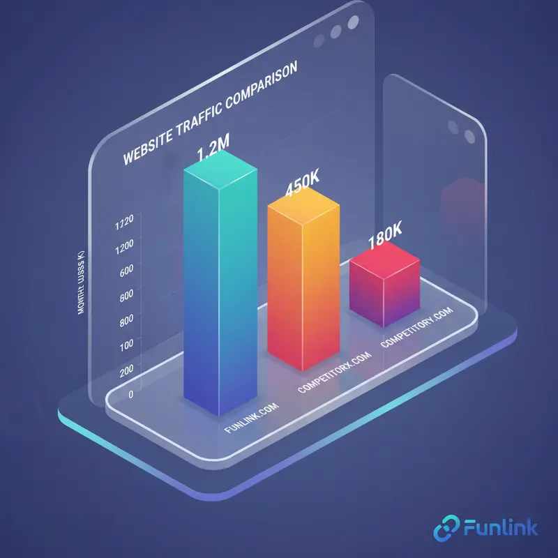 Biểu đồ so sánh traffic website đối thủ trên SEMrush, cho thấy sự chênh lệch.