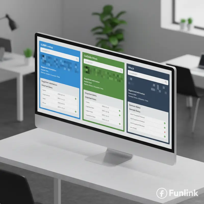 So sánh kết quả kiểm tra whois tên miền trên 3 công cụ khác nhau, làm mờ thông tin nhạy cảm.