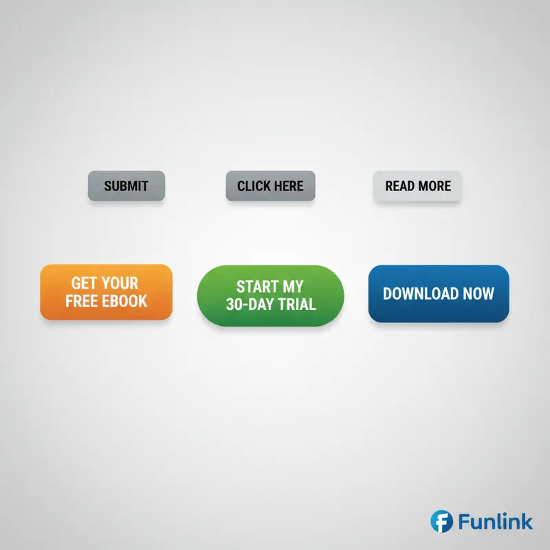 Ví dụ các nút CTA hiệu quả và kém hiệu quả cho landing page chuyển đổi cao.