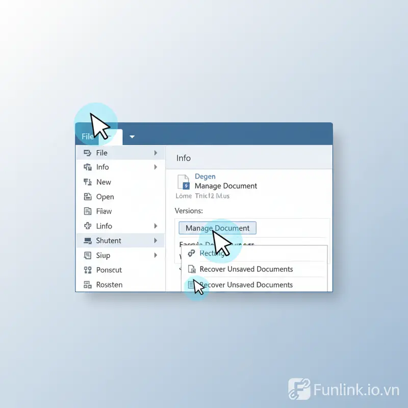 Hướng dẫn các bước tìm file Word chưa lưu qua tính năng Recover Unsaved Documents.