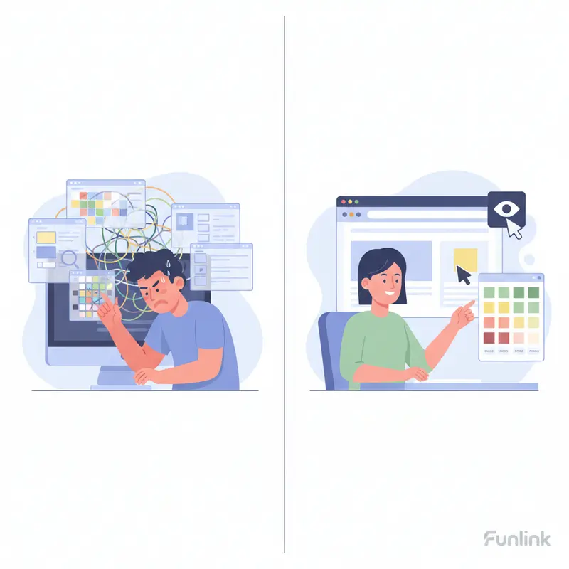 So sánh hiệu quả công việc khi có và không có công cụ lấy mã màu chuyên dụng.