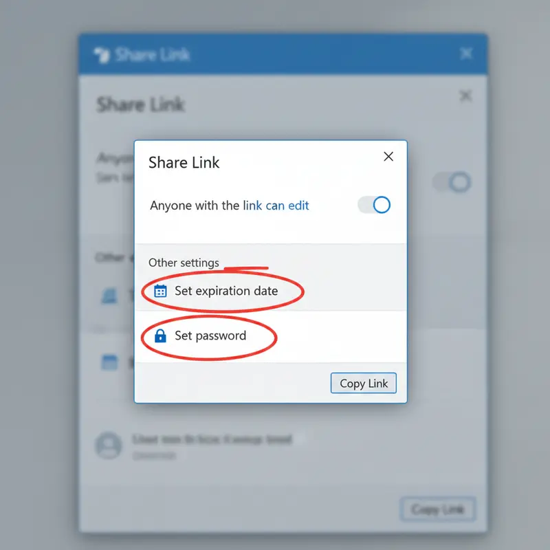 Hướng dẫn tạo link chia sẻ tự hủy trên OneDrive với tùy chọn ngày hết hạn và mật khẩu.
