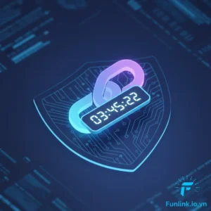 Minh họa link chia sẻ tự hủy với biểu tượng ổ khóa và đồng hồ đếm ngược, thể hiện tính năng bảo mật và giới hạn thời gian.