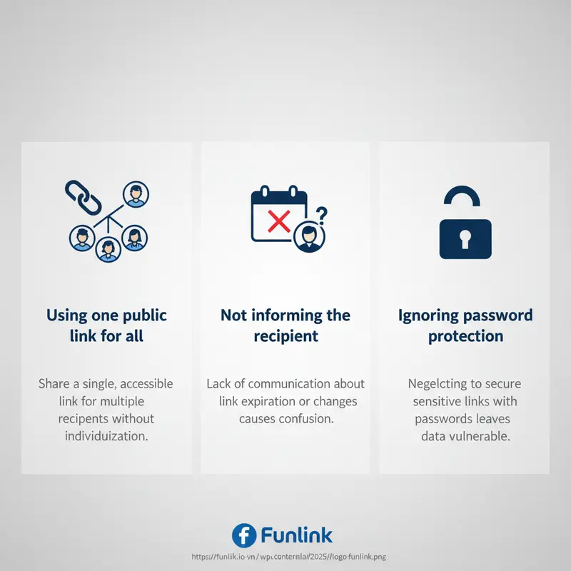 Infographic 3 sai lầm cần tránh khi tạo link chia sẻ tự hủy để bảo mật file.