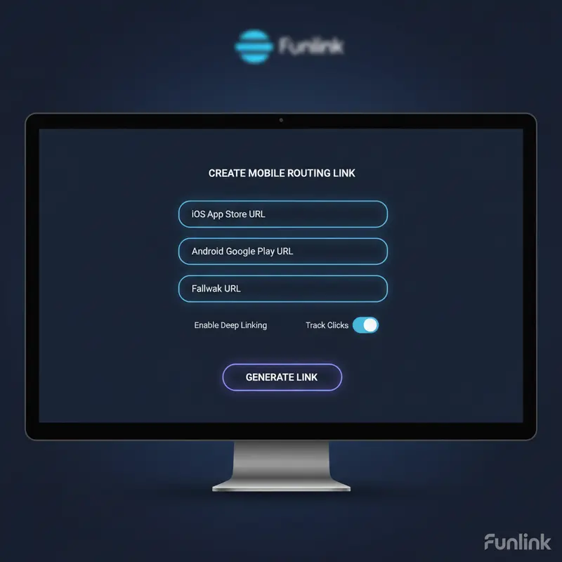 Giao diện cài đặt link cho iOS và Android trên một dịch vụ rút gọn link chuyên nghiệp.
