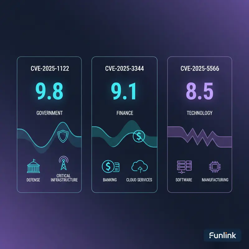 Infographic về lỗ hổng zero-day thể hiện điểm CVSS và các ngành bị tấn công.