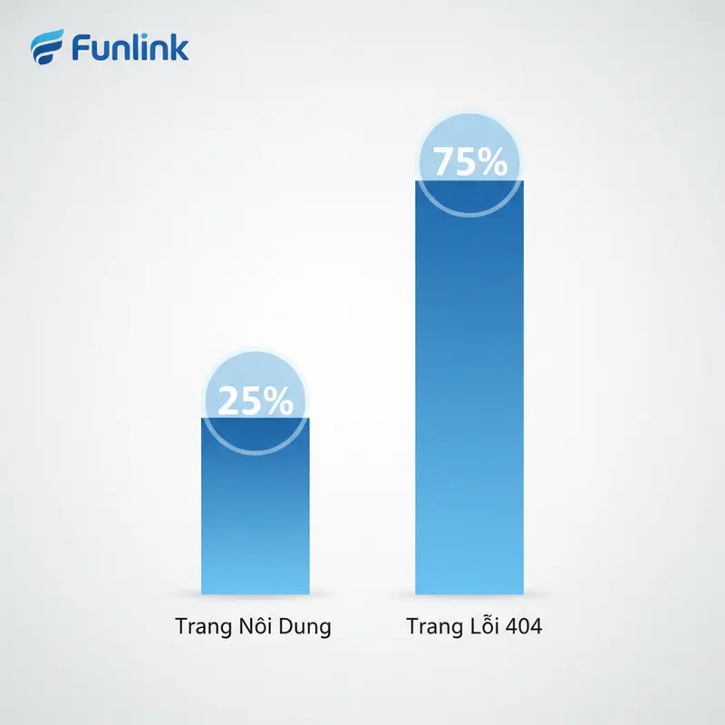 Biểu đồ so sánh tỷ lệ thoát giữa trang bình thường và trang báo lỗi 404 là gì.