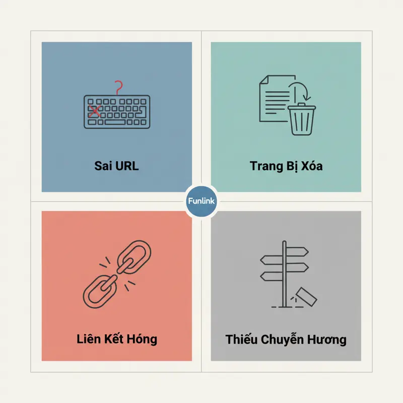 Infographic 4 nguyên nhân chính gây ra lỗi trang không tìm thấy 404.