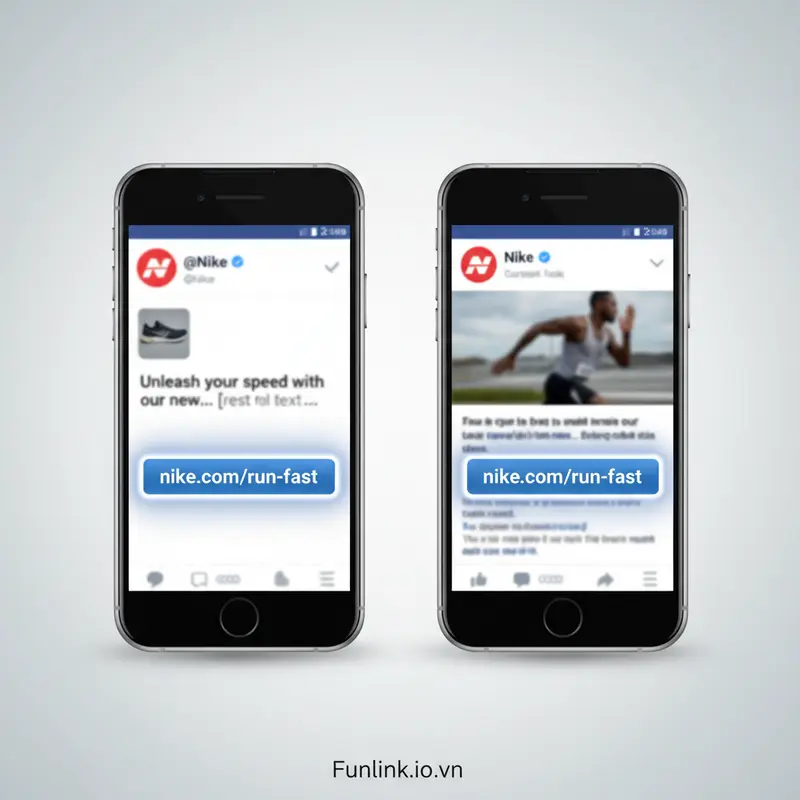 Ví dụ về cách thương hiệu lớn tránh lỗi cài đặt branded link bằng việc sử dụng nhất quán trên Facebook và Twitter.