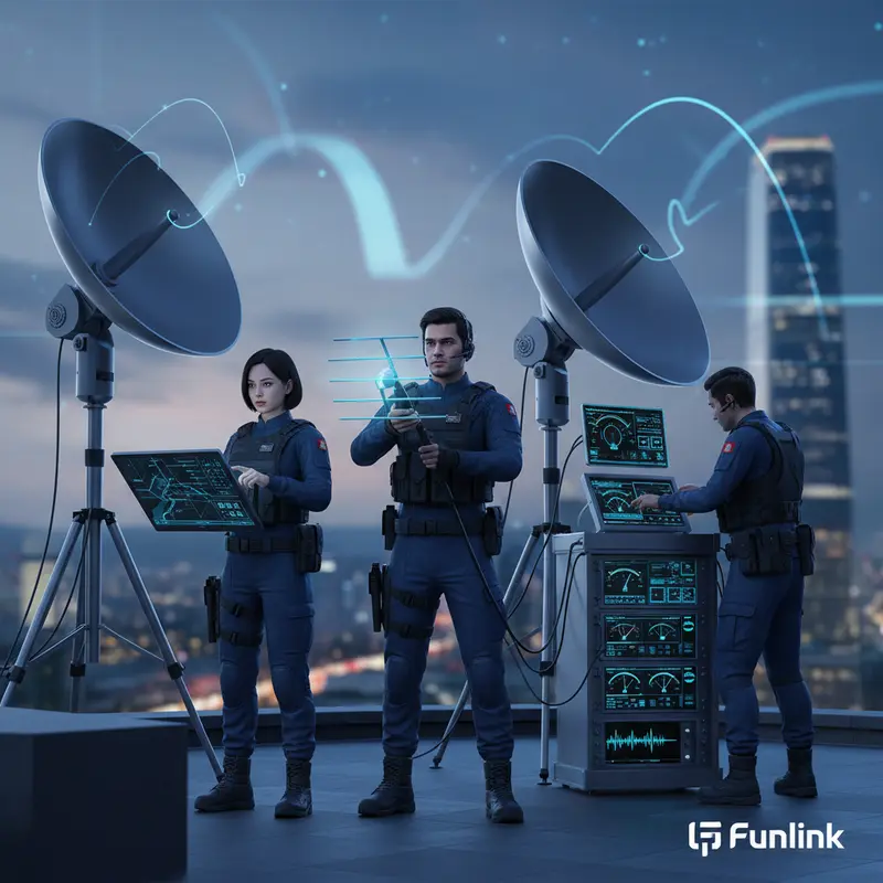 Cán bộ Cục Tần số vô tuyến điện sử dụng thiết bị chuyên dụng để quét sóng, phát hiện lừa đảo qua trạm phát sóng BTS giả.