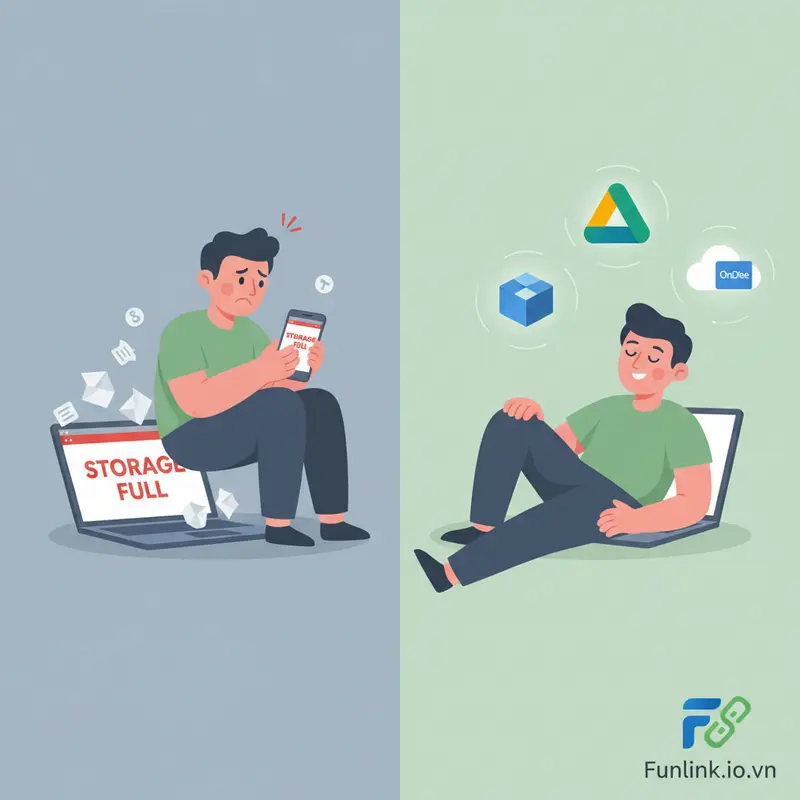 Người dùng stress vì bộ nhớ đầy, giải pháp lưu trữ đám mây miễn phí là lựa chọn tối ưu.