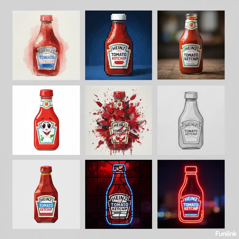 Marketing ứng dụng AI trong chiến dịch của Heinz: AI tự động vẽ hình ảnh chai tương cà mang tính biểu tượng của hãng.