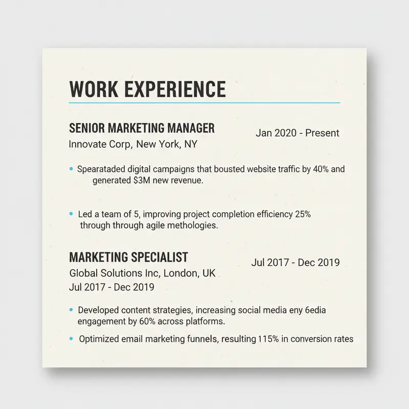 Ví dụ về cách trình bày phần kinh nghiệm làm việc trong CV một cách hiệu quả