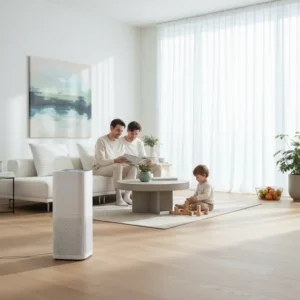 Máy lọc không khí hiện đại trong phòng khách gia đình