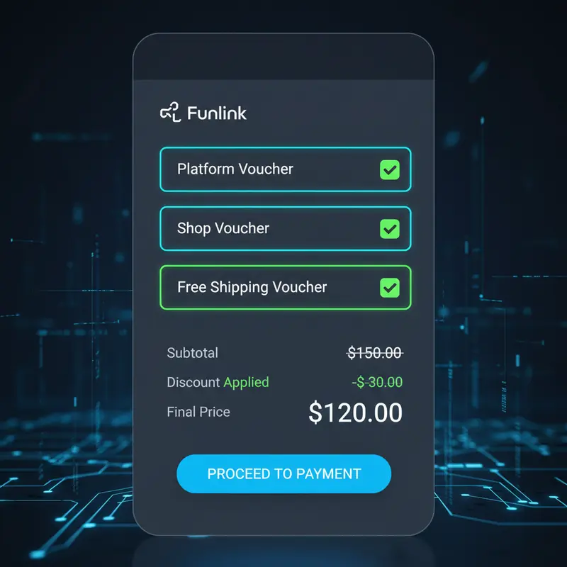 Mẹo săn sale: Giao diện thanh toán Shopee minh họa cách áp dụng nhiều mã giảm giá.