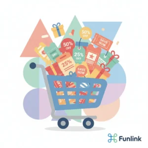 Mẹo săn sale hiệu quả - hình ảnh giỏ hàng online đầy ắp voucher và sản phẩm giảm giá.