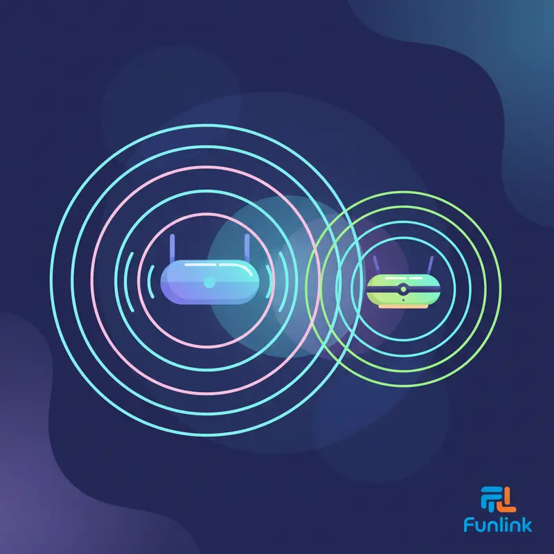 Sơ đồ mô tả cách bộ kích sóng wifi repeater hoạt động để mở rộng vùng phủ sóng wifi.