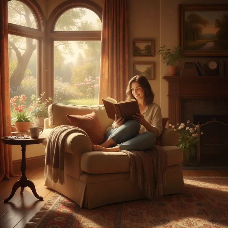 Người đang thư giãn đọc sách bên cửa sổ