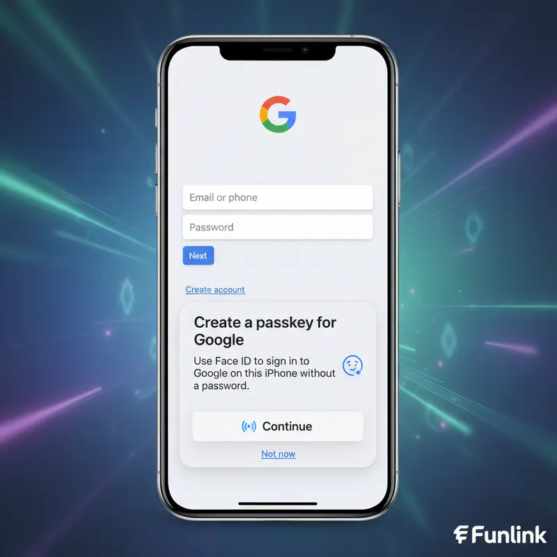 Hướng dẫn kích hoạt passkey là gì trên iPhone cho tài khoản Google.